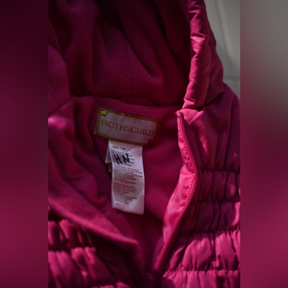 Rothschild 12M Infant Girls Snowsuit In Vibrant Pink with Floral Embossed Design - Picture 9 of 15